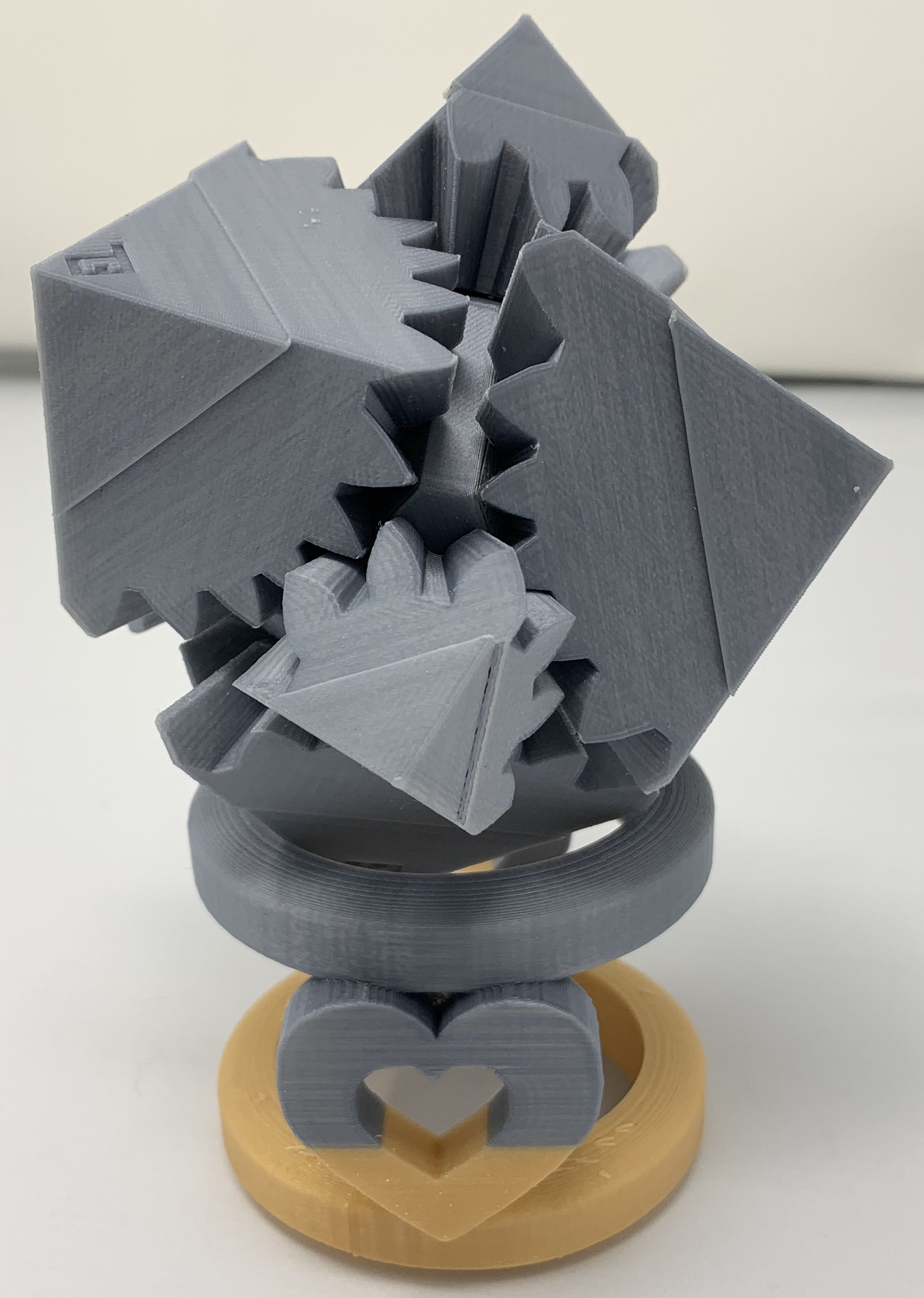 3D Printed Gear Cube With Heart Stand Etsy Canada