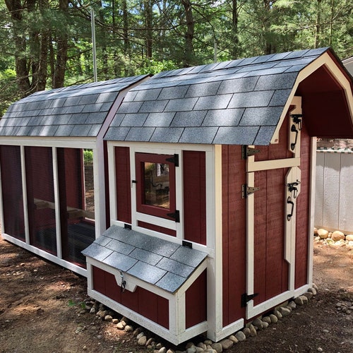 Salt Box Predator Proof Chicken Coop With Enclosure Etsy