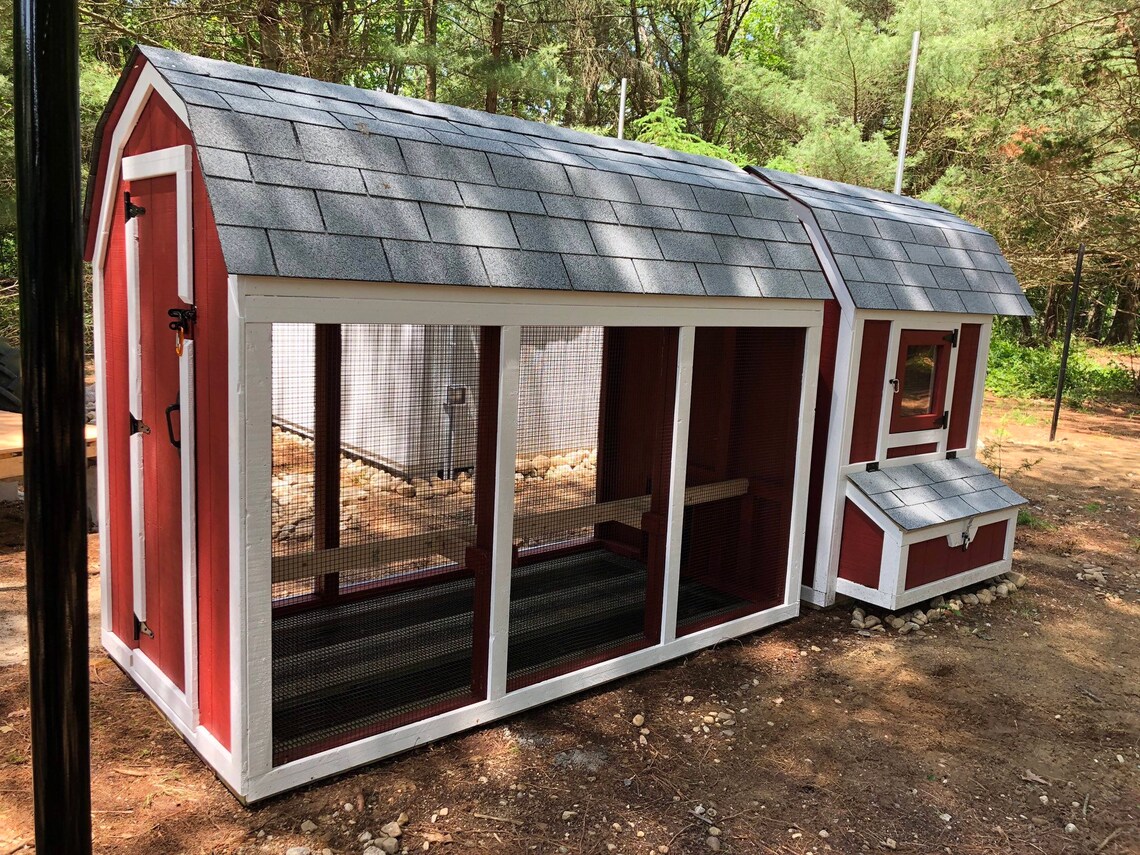Gambrel Predator Proof Chicken Coop With Enclosure Etsy