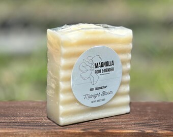 Lavender Beef Tallow Soap Bar: Midnight Bloom Floral Handmade Soap