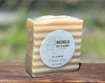 Handmade Rosemary Spearmint Soap – Beef Tallow & Coconut Oil Bar