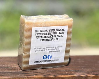 Vanilla Ylang Ylang Soap: Handmade Beef Tallow & Colloidal Oats Bar