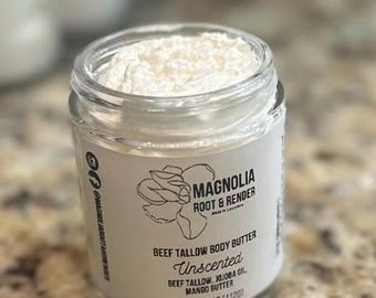 Unscented Whipped Beef Tallow Body Butter | Handmade | Jojoba & Mango