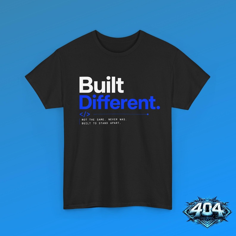 Built Different T-shirt - 404 Geekwear - Grappig T-shirt met graphic print, humoristisch cadeau voor hem, grappig cadeau voor een collega, vaderdag afbeelding 1