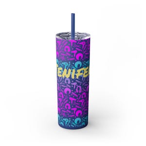 Vibrant Skinny Tumbler with Straw, 20oz, Colorful Drinkware for Parties, Travel, Gifts, Eco-Friendly Reusable Cup, Summer Fun Accessory