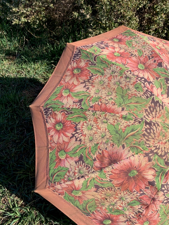 1920's vintage floral parasol umbrella with stunni