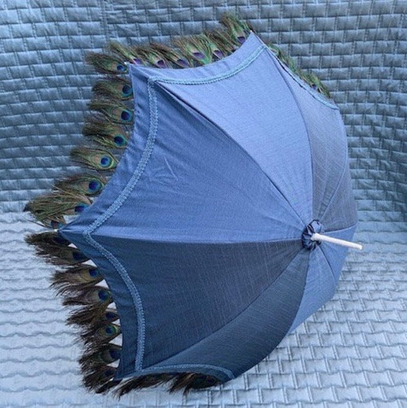 Rare Peacock Feather trim adorns two sides of Antique Etsy