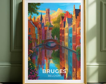Bruges Travel Poster - Belgium Canal Print