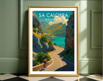 Sa Calobra Mallorca Cycling Poster - Spain Mountain Bike Wall Art Print