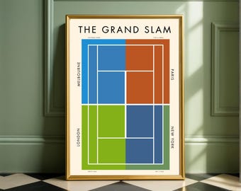 Tennis Wall Art Poster - Minimalist Tennis Court Print - Sports Home Decor Gift