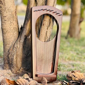 Handmade Pentatonic Lyre Harp Rosewood 9 Metal Strings Lyre With Free Bag, Tuning Key & Strings