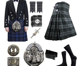 Scottish Prince Charlie Tartan Kilt Outfit Handmade 10 Pieces Vintage Outfit For Weddings & Events Available in 50+ Tartans