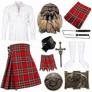 Herr tartankilt, traditionell höglandskonstkilt, 10-delad kiltklänning, kiltset med antik design tillgängligt, 50+ tartaner