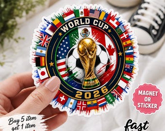 2026 Soccer Sticker, USA Mexico Canada Soccer Fan Decal, Football Game Day Waterproof Sticker, Sports Fan Laptop Car Decal Gift