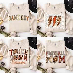 Orange Football Png Bundle, Game Day Touchdown Season Png, Fall Football Shirt Design, Leopard Football Checkered Png, Football Mom Png