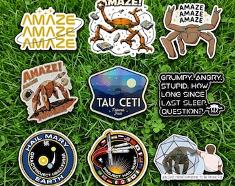 Project Hail Mary Rocky Sticker 9 Pack, Amaze Amaze Amaze Vinyl Decal, Sci Fi Space Monster Waterproof Laptop Sticker, Car Magnet