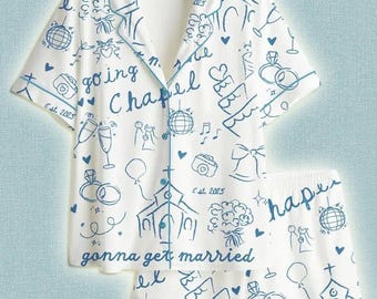 2026 Going To The Chapel Set Pajamas, Gonna Get Married Bachelorette Bride Wedding Art Short Sleeve Pajama, Pajama Set Nightwear Women Gift