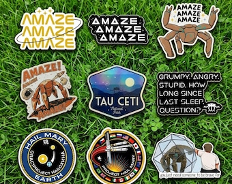 Project Hail Mary Rocky Sticker 9 Pack, Amaze Amaze Amaze Vinyl Decal, Sci Fi Space Monster Waterproof Laptop Sticker, Car Magnet
