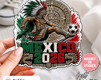 Mexico 2026 Soccer Sticker, Mexican Football Fan Decal, Aztec Warrior Game Day Waterproof Sticker, Mexico Pride Laptop Car Decal