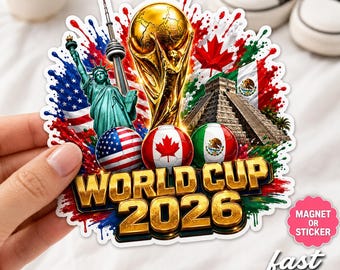 2026 Soccer Sticker, USA Mexico Canada Soccer Fan Decal, Football Game Day Waterproof Sticker, Sports Fan Laptop Car Decal Gift