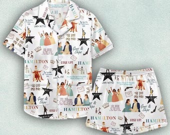 Hamilton Musical Short Satin Pajamas, Broadway Theater Pajamas, Musical Sleepwear, Alexander Hamilton Pajamas Set, Hamilton Fan Gift