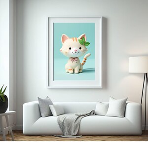 Kawaii Pastel Cat Wall Art & Sticker Pack (Digitaler Download)