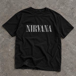 Nirvana shirt, vintage grunge T-shirt, jaren 90 rockshirt, alternatief shirt, minimalistisch bandshirt, zwart grafisch T-shirt, Y2K streetwear