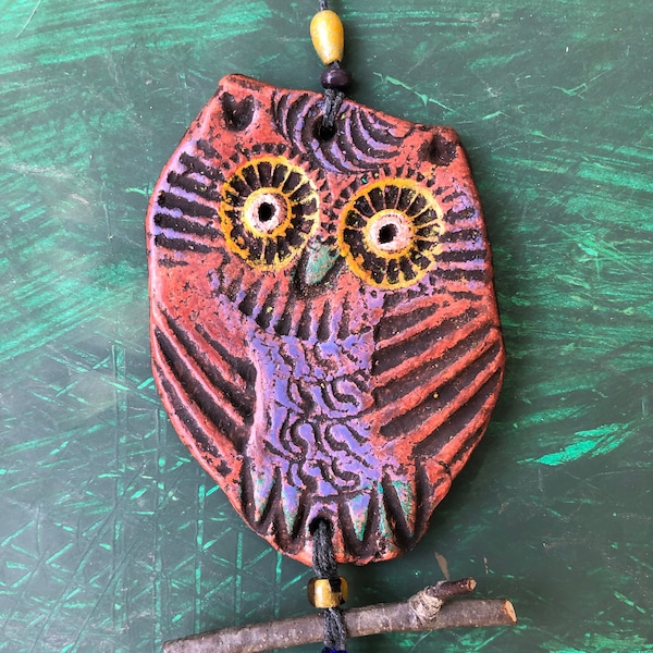 owl ornament - Whinny the happy little owl - clay owl Christmas ornament