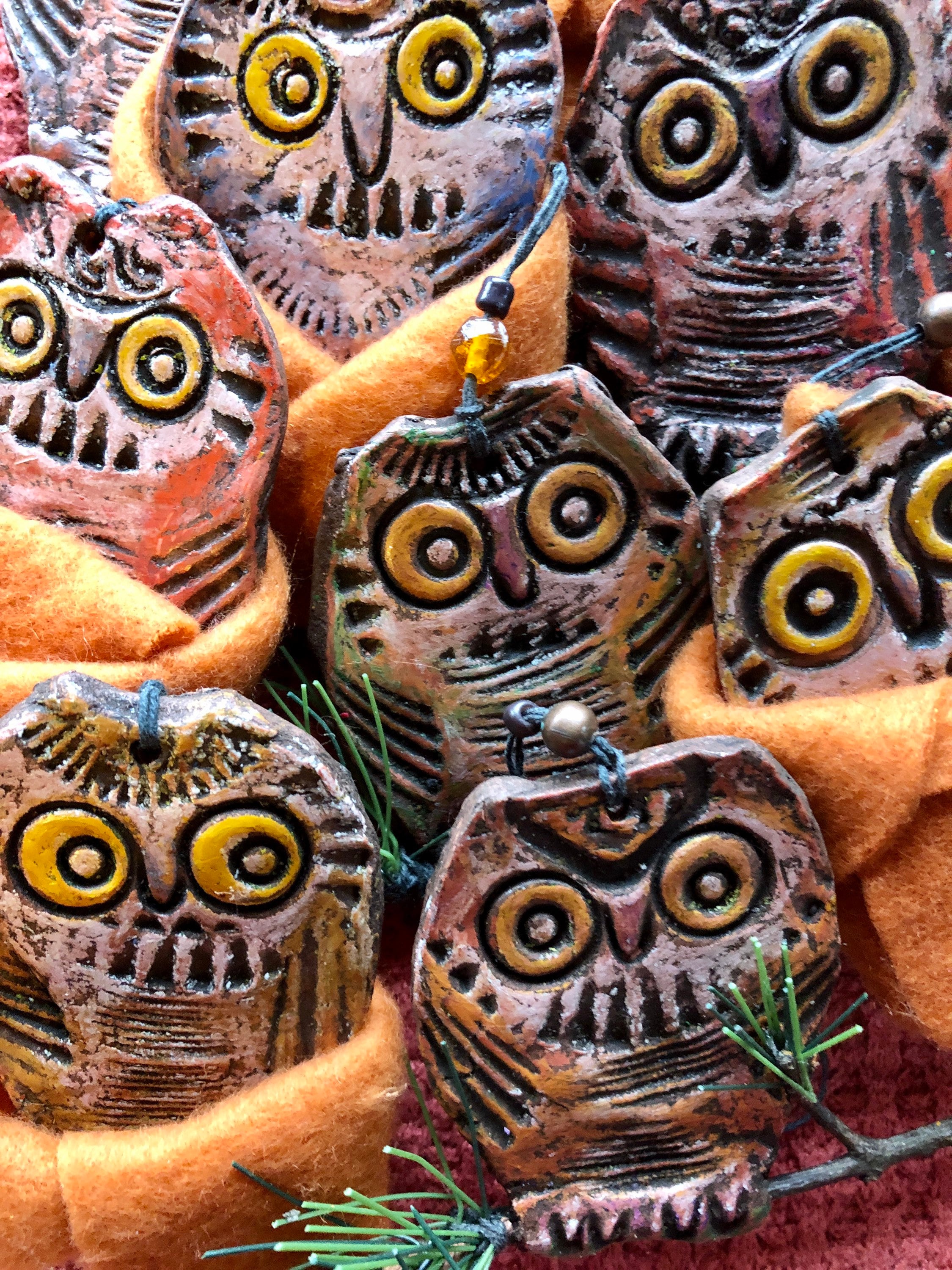 Rockefeller the happy little owl  - Christmas owl ornament