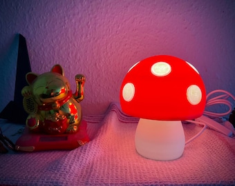 Lampada da scrivania a forma di fungo: luce notturna rossa, gialla e blu