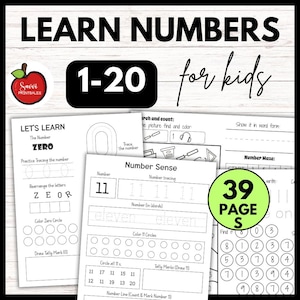 Preschool Numbers Worksheets | Learn to Count Printable | 1-10 Number Tracing Pages | Digital Download