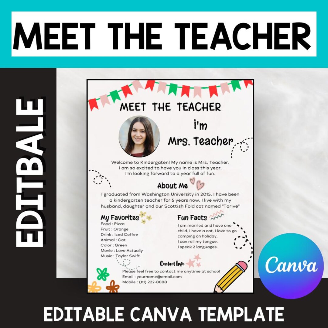 Meet the Teacher Template - Canva Template - Easy to Edit - Back to ...