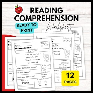 Reading Comprehension Worksheets | Printable 14-Page Pack for Kids
