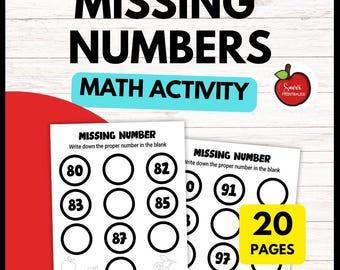 Number Missing Worksheets for Kids | Printable Math Activity Book | PDF Educational Learning Pages