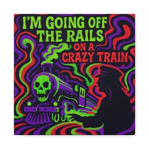 Crazy Train Ozzy Osbourne Inspired Wall Art, Trippy Heavy Metal Print, Retro Rock Music Decor, Gift for Rock Fans