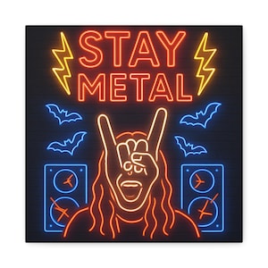 Ozzy Osbourne Inspired Wall Art 12X12, Rock and Roll Neon Print, Music Decor Electric Guitar Room Gift