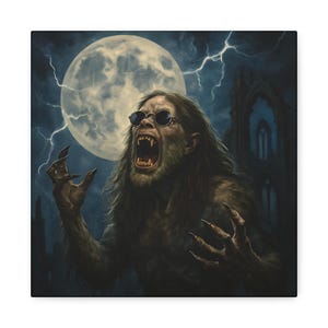 Bark at the Moon Ozzy Osbourne Print Werewolf Gothic Art Poster, Fantasy Horror Rock Wall Decor, Full Moon Creature Print, Metal Fan Gift