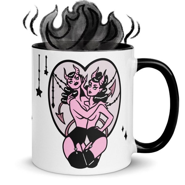 Witch Mug Gothic Home Decor Spooky Art Pin up Demon Devil Girls Burlesque Carlations Carla Wyzgala