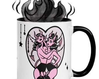 Sorcière Mug Gothique Home Decor Spooky Art Pin up Demon Devil Girls Burlesque Carlations Carla Wyzgala