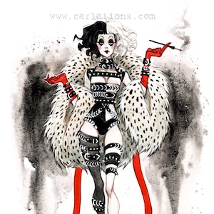 Pin up Boudoir Burlesque Villain Watercolor Pin-up Print by Carlations ...