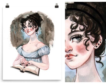 Literary Art Jane Austen Pride and Prejudice Literature Bookish Watercolor Wall Art Poster Art Print Carla Wyzgala carlations