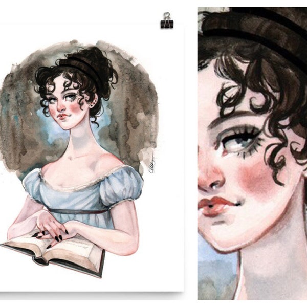 Literary Art Jane Austen Pride and Prejudice Literature Bookish Watercolor Wall Art Poster Art Print Carla Wyzgala carlations