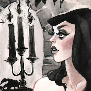 Pin up Gothic Black Magic Witch Mystical Spooky Pinup Watercolor Pin-up ...