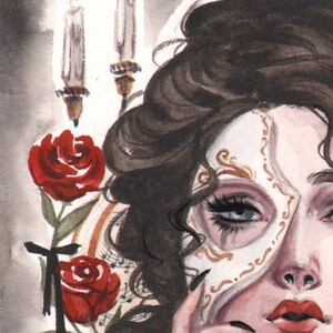 Literarische Kunst Phantom der Oper Maskerade Aquarell Skizze Pin-Up Druck von Carlations Bild 4