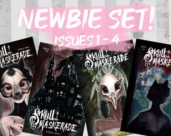 SIGNED! Skull Maskerade Issues 1-4 Watercolor Comic Macabre Gothic Fairytale Art Book by Carla Wyzgala and Justin Tauch