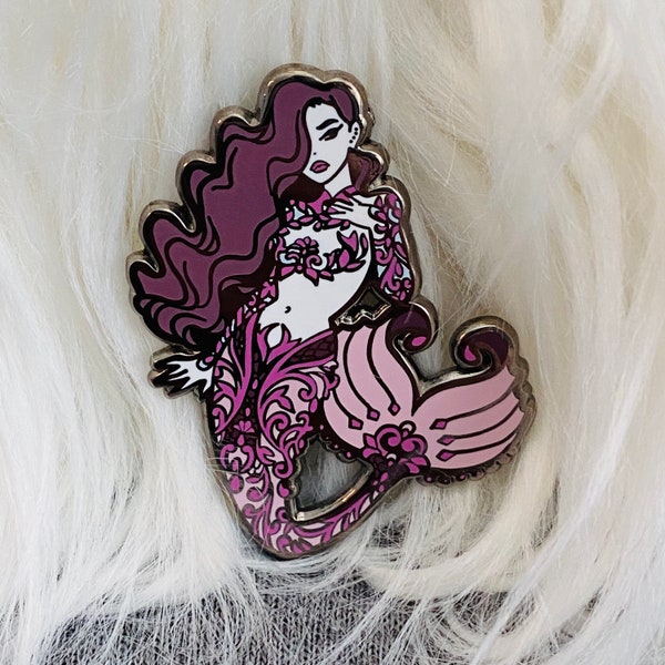 Lace Mermaid Spooky Burlesque Enamel Pin by Carlations