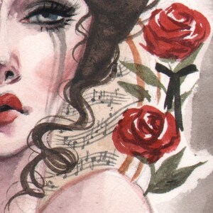 Literarische Kunst Phantom der Oper Maskerade Aquarell Skizze Pin-Up Druck von Carlations Bild 5