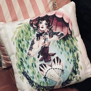 Pin Up Girl Haunted Mansion Sally Slater Disneyland Throw Pillow Home Decor by Carlations Carla Wyzgala