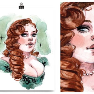 Penelope Featherington Art Print: Bridgerton Lady Whistledown Watercolor Pin-Up