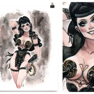 Xena Warrior Princess Art Print: Burlesque Pinup, Greek Mythology Watercolor